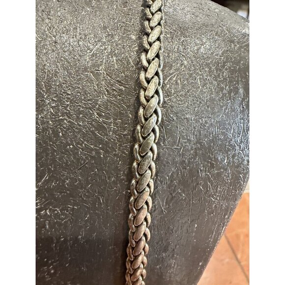 ANNE KLEIN 35" SILVER WHEAT FOXTAIL WOVEN CHAIN NECKLACE Glam Era 1980S EUC - Picture 5 of 8